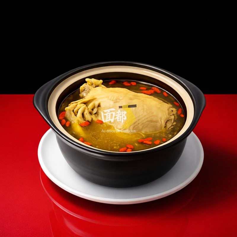 Soupe de poulet aux champignons cordyceps